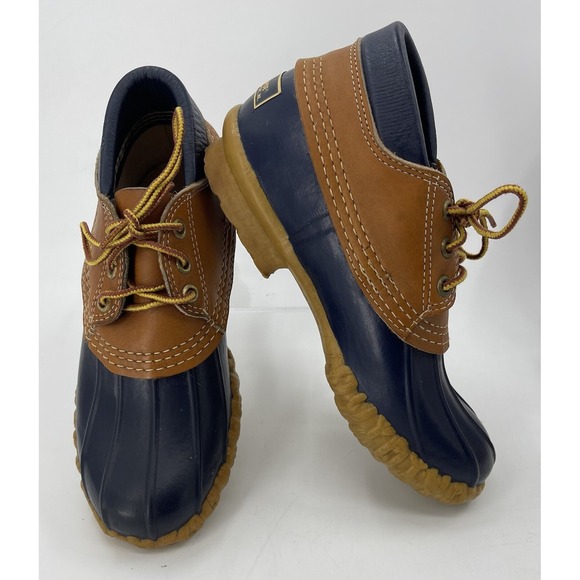 Vintage LL Bean Blue Duck Maine Hunting Shoes Rubber Low Leather Mens 5M USA